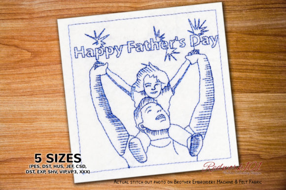 Girl with Father Embroidery Design