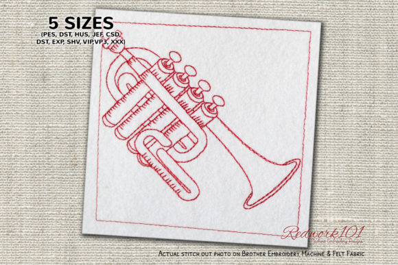 Piccolo-trumpet Embroidery Design